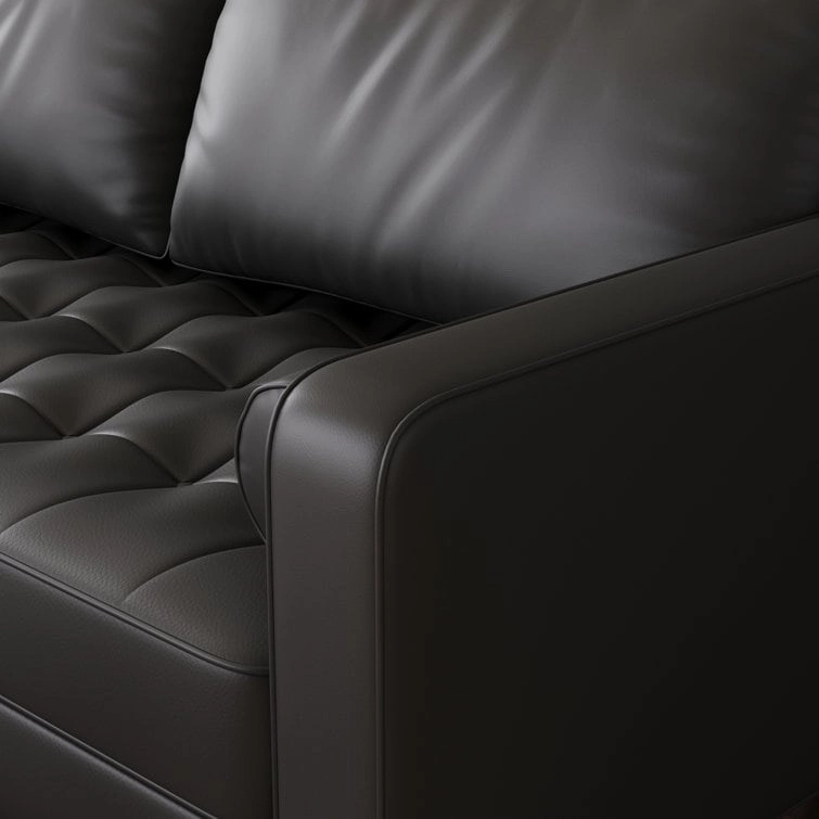 Stateside Upholstered Leather Square Arm Sofa Couch 70