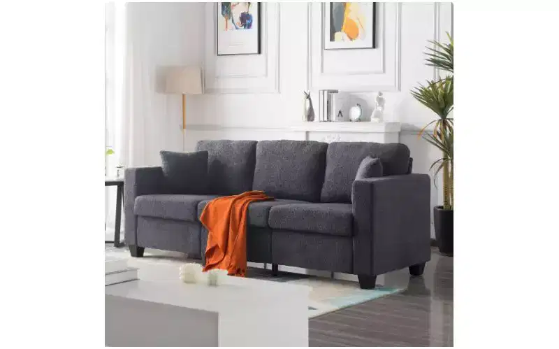 Okak Modern Teddy Velvet 3-Seater Sofa with Thickened Back Cushions,Upholstered Futon Sofa Couch for Living Room,Apartment