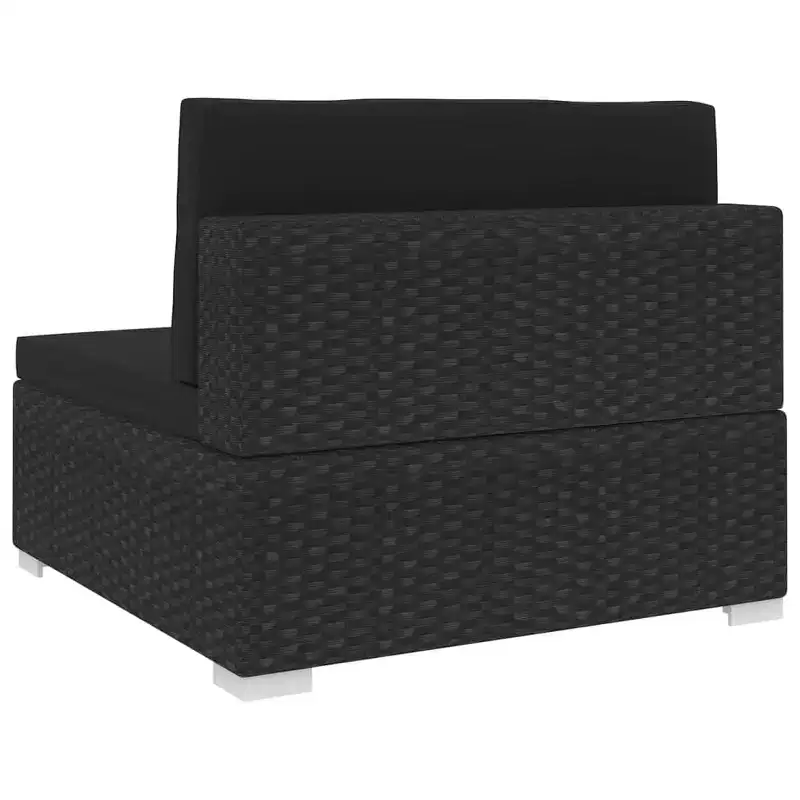 vidaXL Patio Furniture Rattan Sofa Chair Middle Seat with Cushions Poly Rattan
