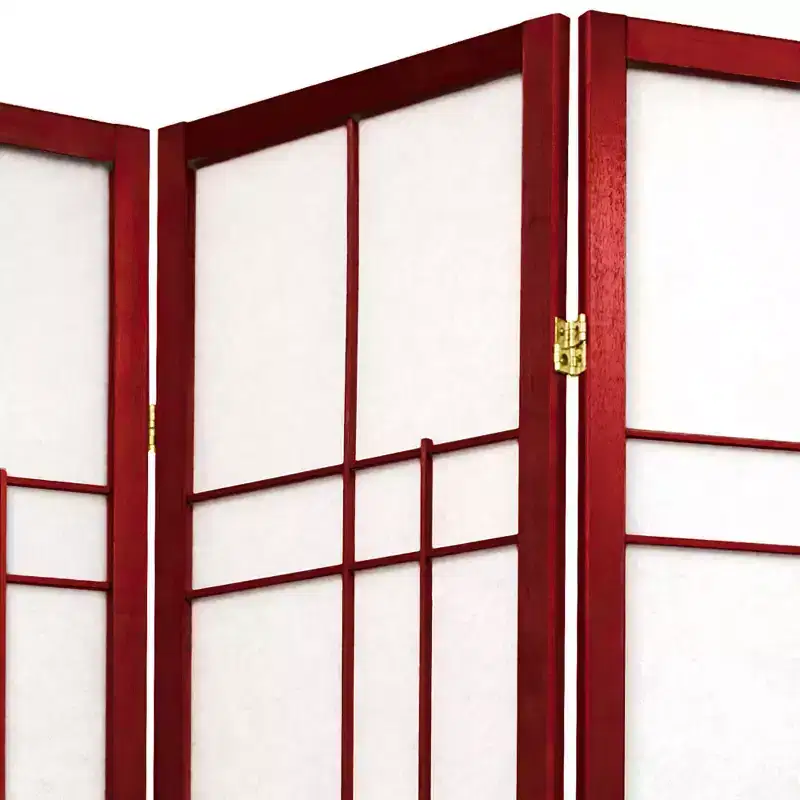 6 ft. Tall Shoji Screen Room Divider - Rosewood (3 Panels)