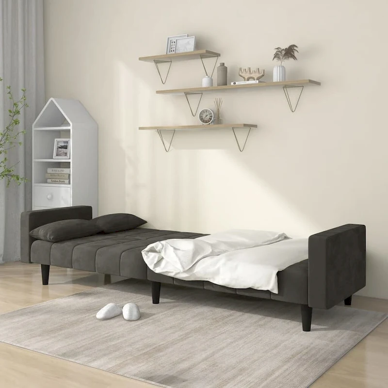 vidaXL 2-Seater Sofa Bed Upholstered Convertible Sleeper Sofa Couch Velvet - 86.6 x 33.3 x 27.2