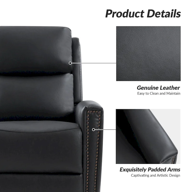 Fiacro 30.31Wide Modern Genuine Leather Wingback Swivel Rocker Recliner with Nailhead Trims, Set of 2