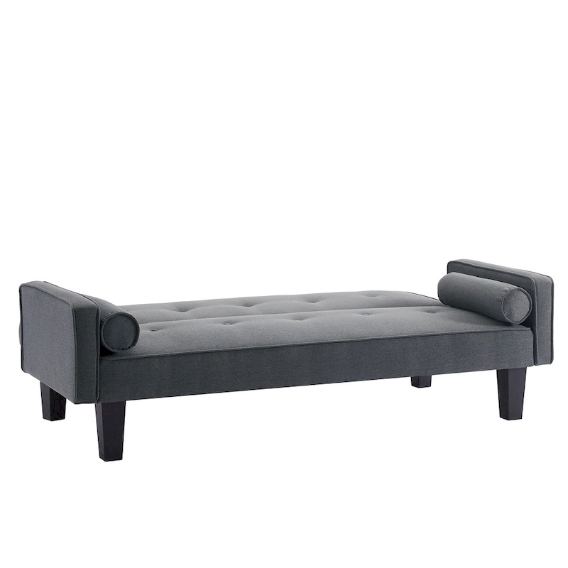 Linen Fabric Modern Convertible Sofa Bed with Removable Armrests