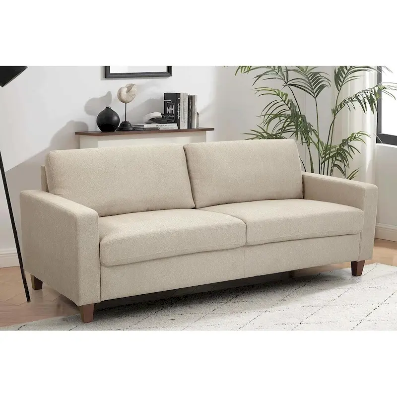 Miles Mid Century Modern Couch 3 Seater Sofa with Reversible Back Pillows Large