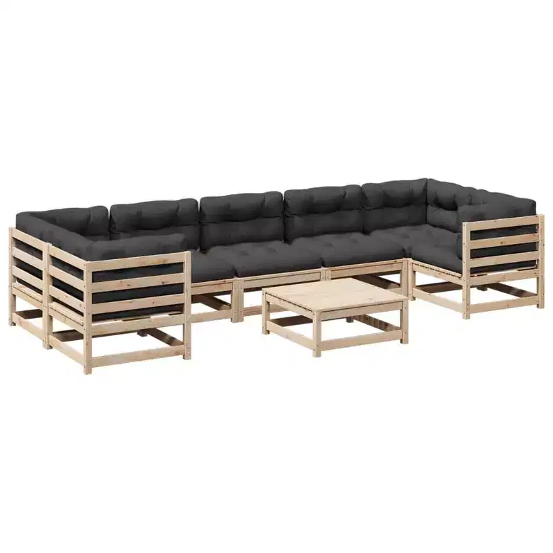 vidaXL Modular Garden Sofa Set with Cushions and Solid Wood