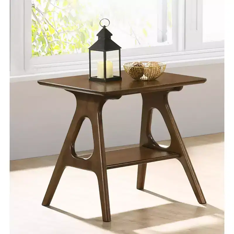GDFStudio Edith Mid-Century Modern Wood Rectangular End Table with Storage Shelf