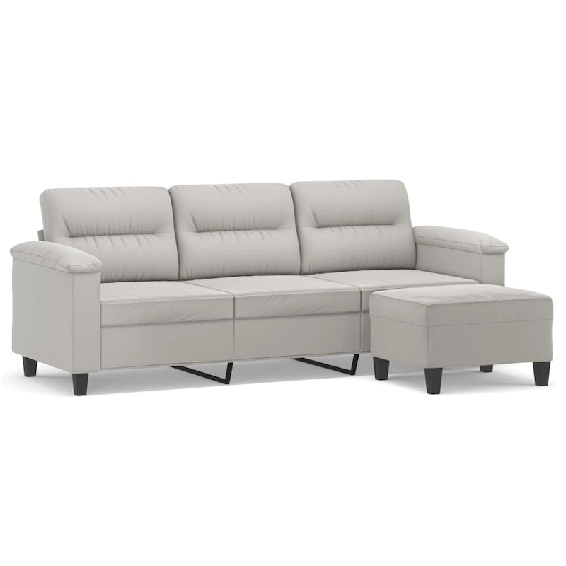 vidaXL Couch Modern Accent Upholstered Chair with Footstool Microfiber Fabric