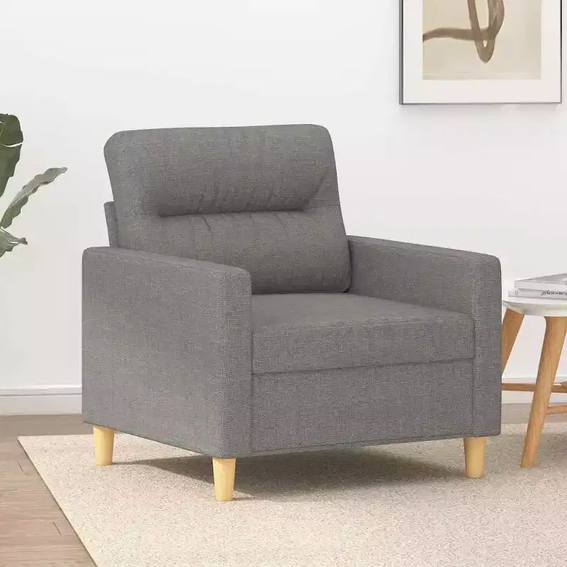 vidaXL Modern Fabric Sofa Chair in Dark Gray - Comfortable Seating with Padded Armrests, Back Pillow and Durable Metal Frame