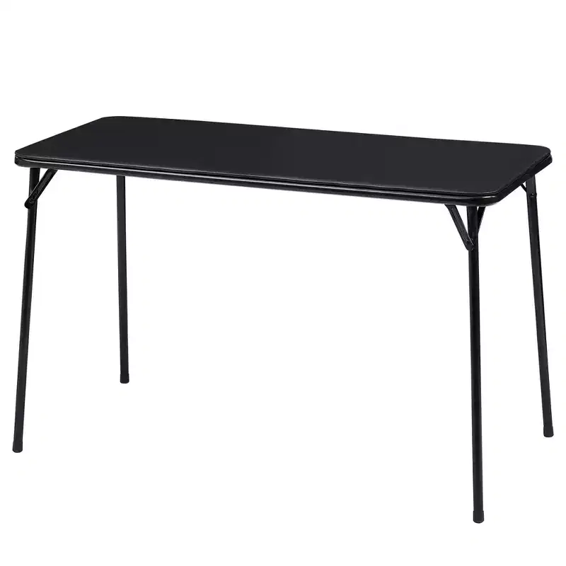 4ft Plastic Folding Table with Hanging Bag, Indoor Outdoor Heavy Duty Portable Table with Handle/Lock for Picnic, Black
