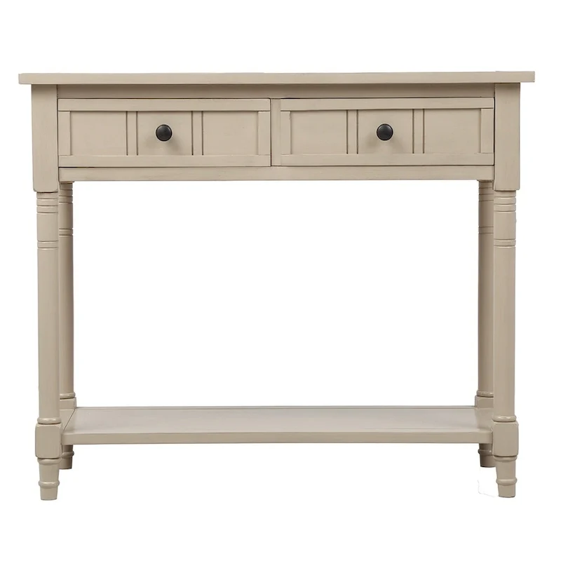 Modern Console Table with Two Drawers and Bottom Shelf