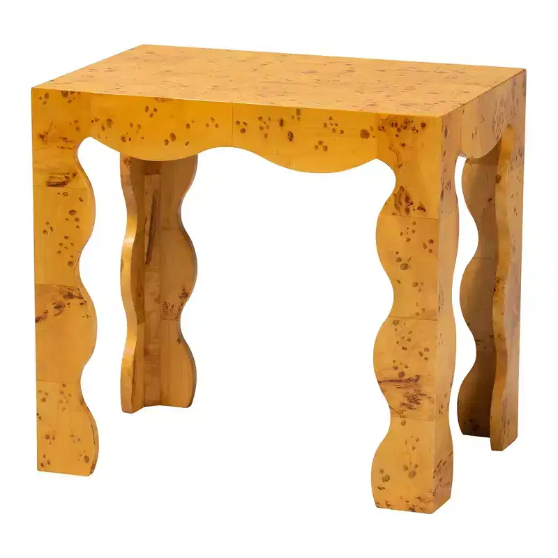 Huxley Modern and Contemporary Natural Real Burl Wood End Table