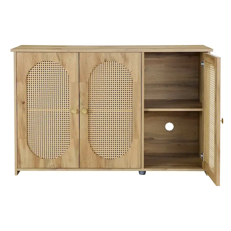 Sideboard with Large Storage Space Artificial Rattan Doors