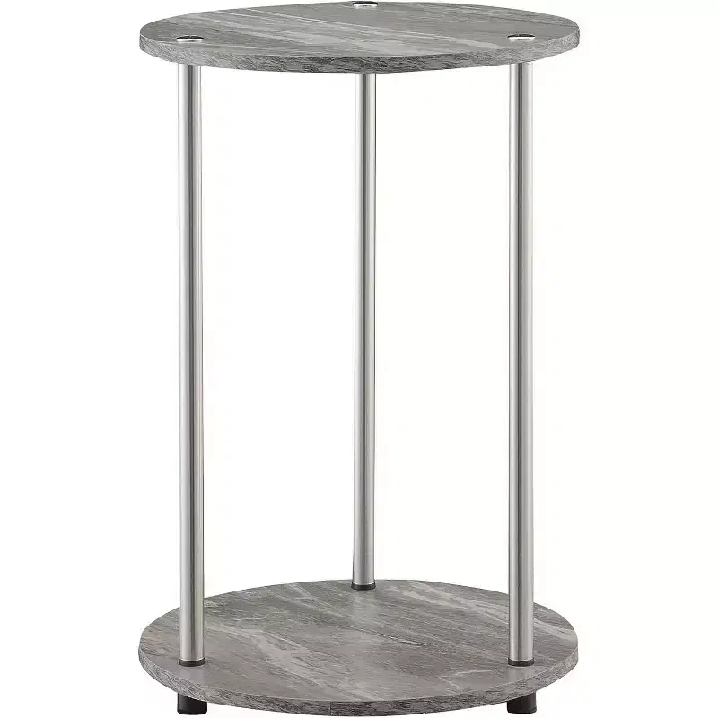 22 in.H Gray Color Round Metal Table Top End Table 1 -piece