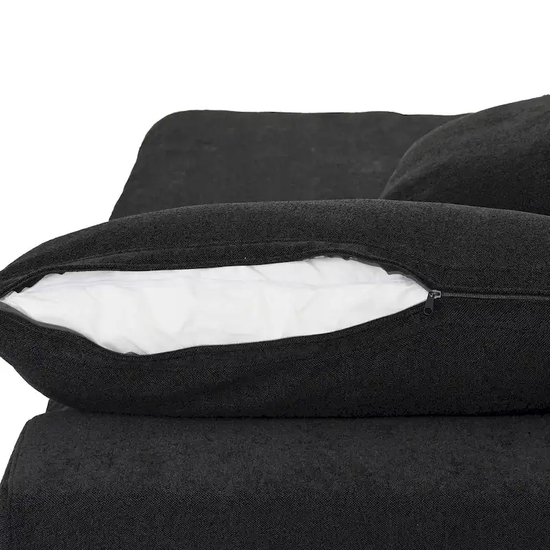 Black Commix Down Filled Overstuffed Sectional Sofa with Ottoman