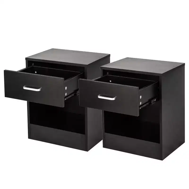 1-Drawer Black Nightstand