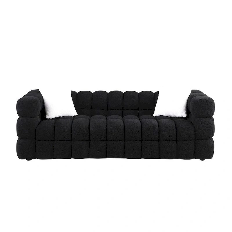 Modern 84.3 Boucle 3-Seater Sofa with Pillows