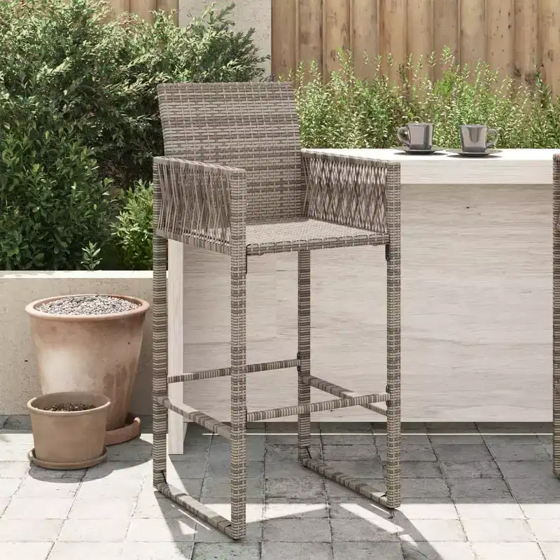 vidaXL Garden Bar Stool PE rattan, powder-coated steel, 100% polyester
