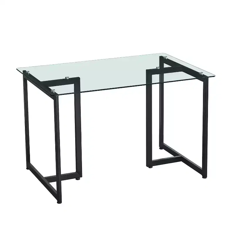 Clear And Black Glass And Metal Dining Table
