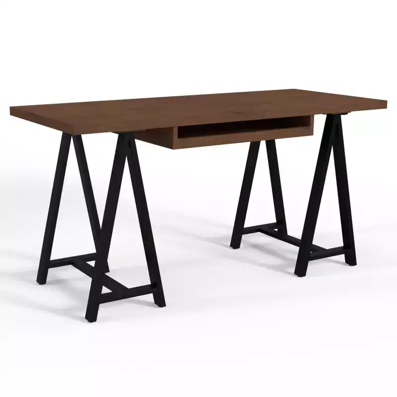 HomeStock 28 in.H Black Color 95% Recycled PET (Polyethylene Terephthalate) Computer Desks with Open Storage Shelf