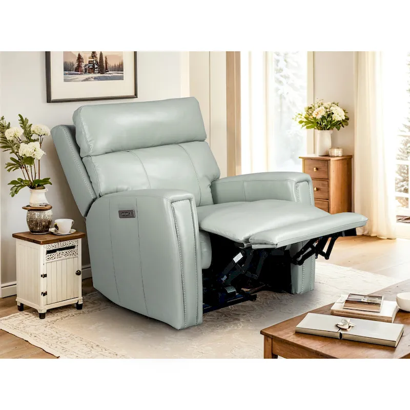 Genuine Leather Zero Gravity Power Recliner Chair with Power Headrest, USB&USB-C Port