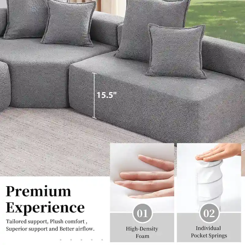 DIY Customization Boucle Upholstered Modular Sectional Sofa