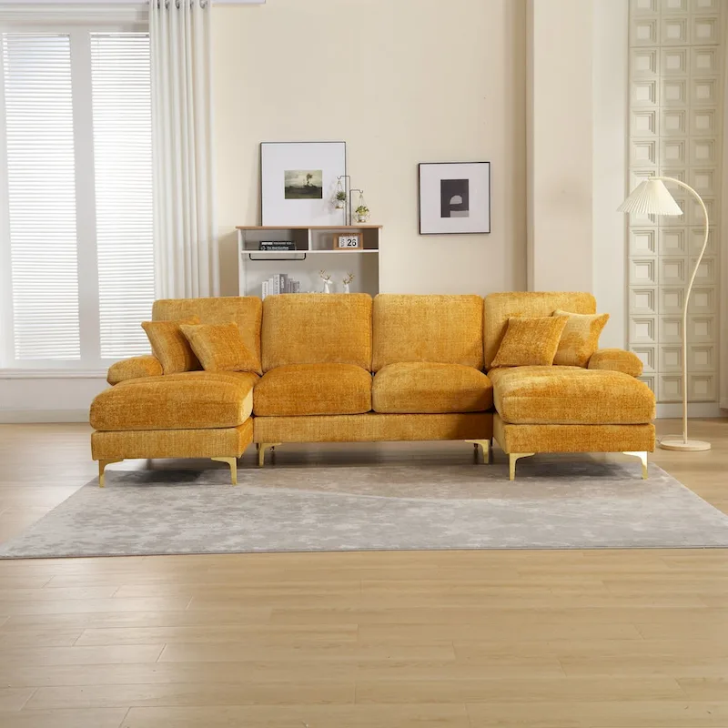UNITED Modern Large chenille Fabric U-Shape Sectional Sofa