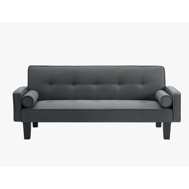 Linen Fabric Modern Convertible Sofa Bed with Removable Armrests