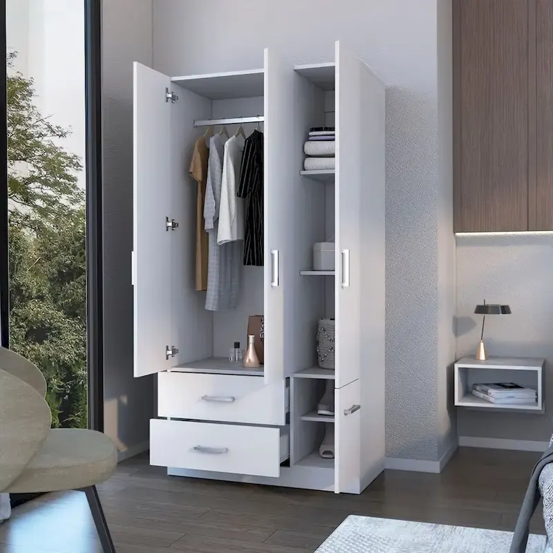 Douglas Armoire in melamine, two drawers, hanging rod - N/A