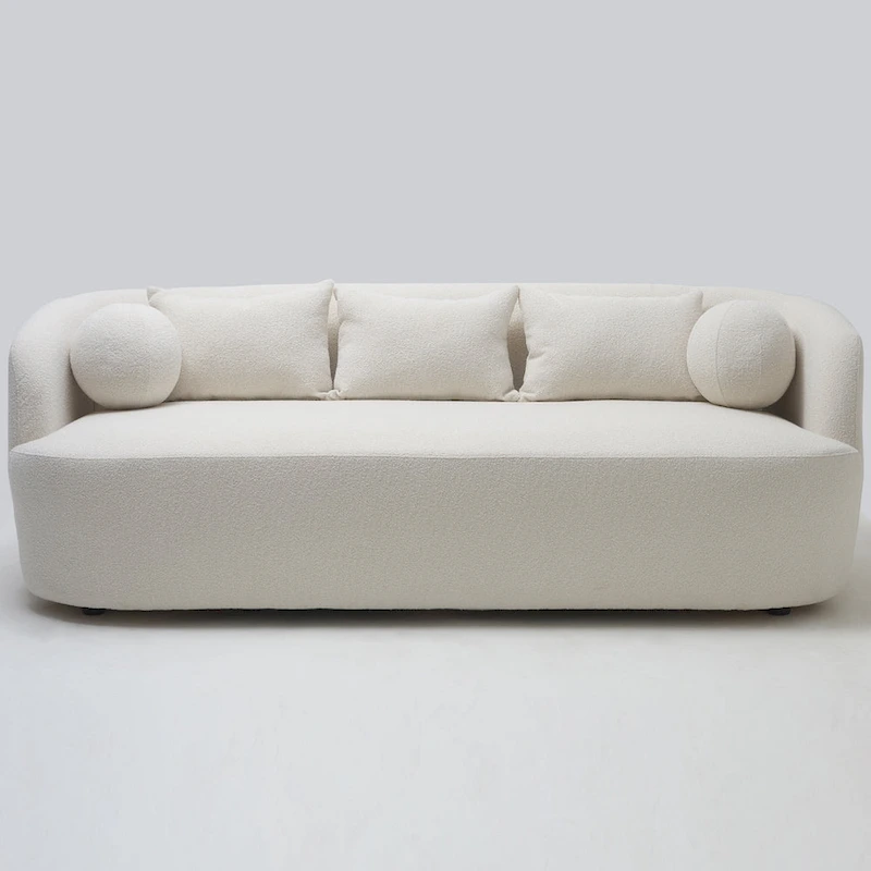 KINWELL Sherpa Boucle Upholstered 3-Seater Sofa Couch, 85 W
