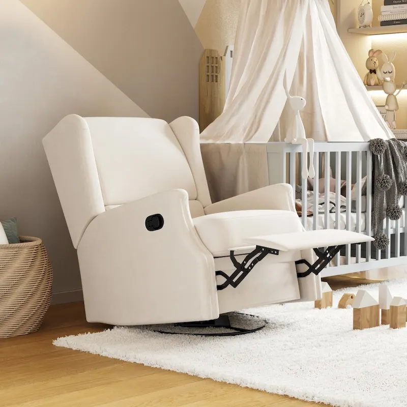 Wingback Manual Rocking Glider Recliner Chair with 360 Swivel