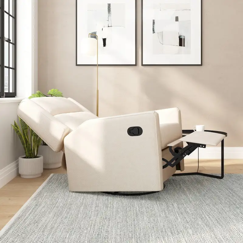Classic Upholstered Manual Recline Rocking Swivel Glider Chair