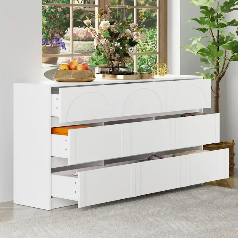 White Contemporary 6-Drawer Sideboard, 63