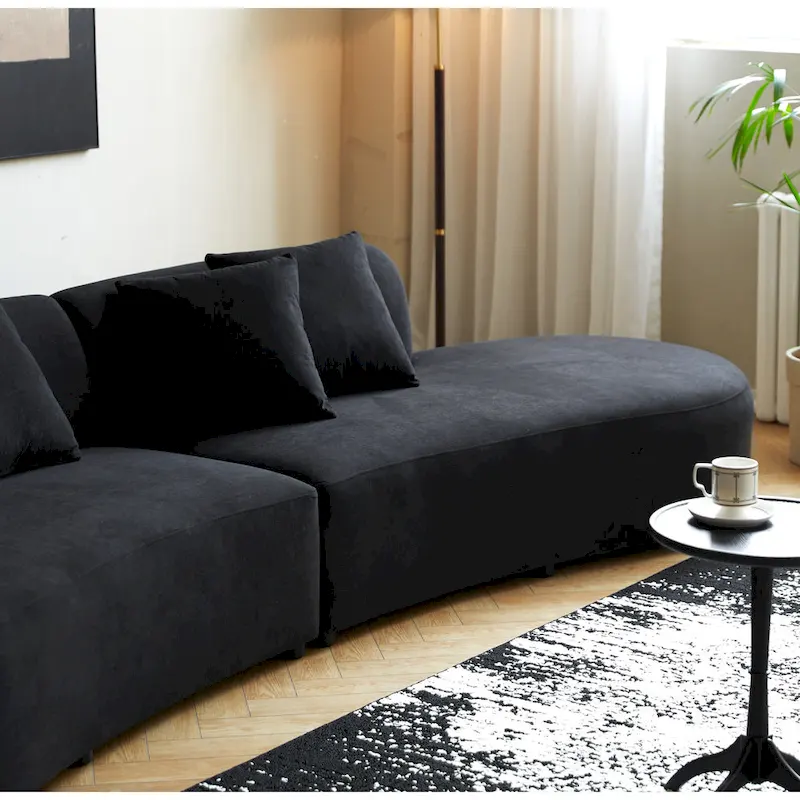 90.2 inch Half Moon Curved Velvet Living Room Sofa