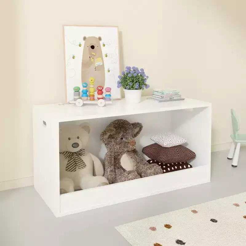 Open Toy Storage Box for Kids, Wooden Organizer Bin, Large Storage Space