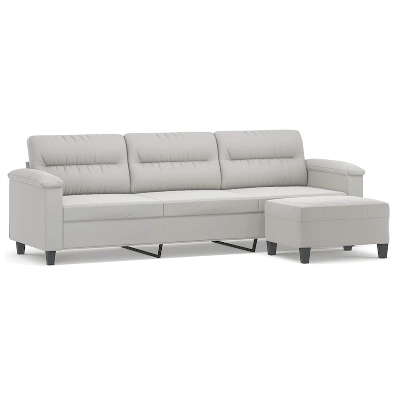 vidaXL Couch Modern Accent Upholstered Chair with Footstool Microfiber Fabric