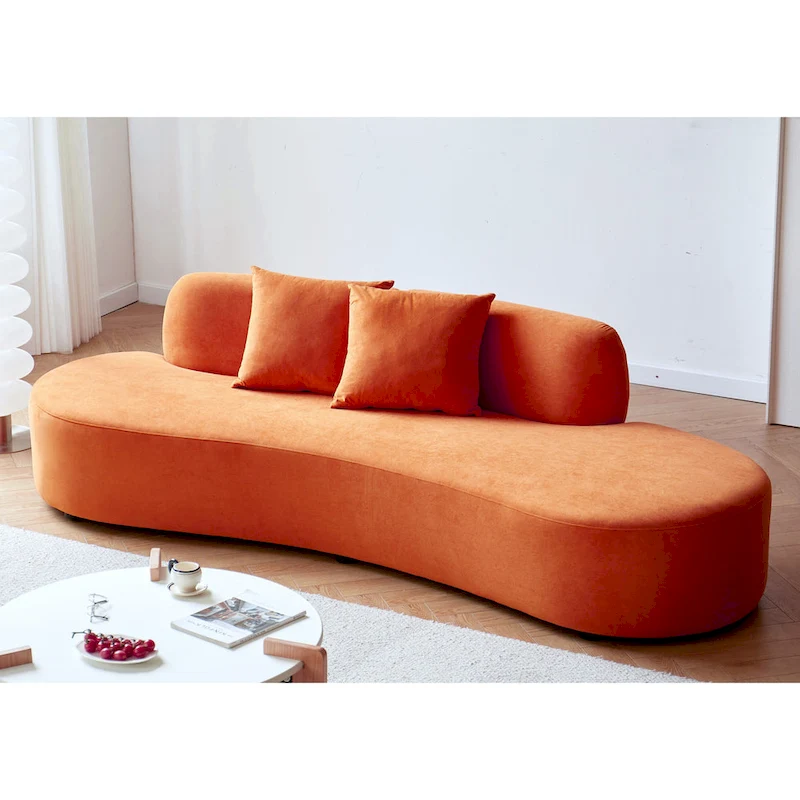 90.2 inch Half Moon Curved Velvet Living Room Sofa