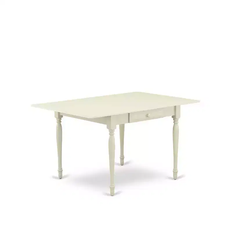 HomeStock 5-Piece Linen White Finish Solid Wood Top - Dining Room Set with Dropleaf (Seats-4)