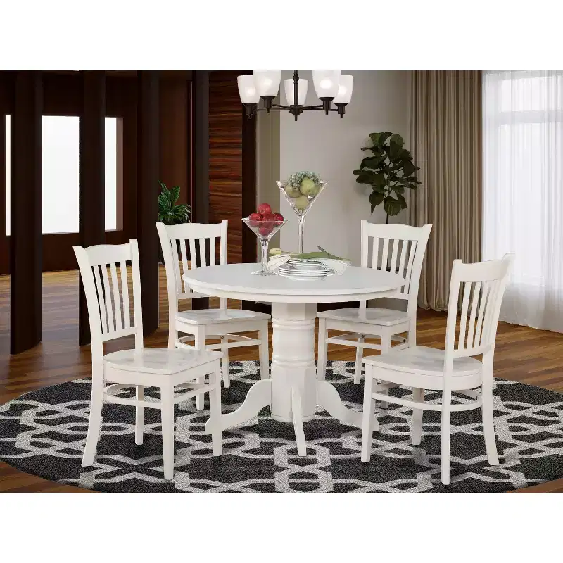 HomeStock Belmont 5-Piece Kitchen Table Set, White
