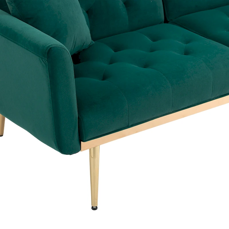 65.35 Velvet Futon Sofa Bed with Adjustable Backrest