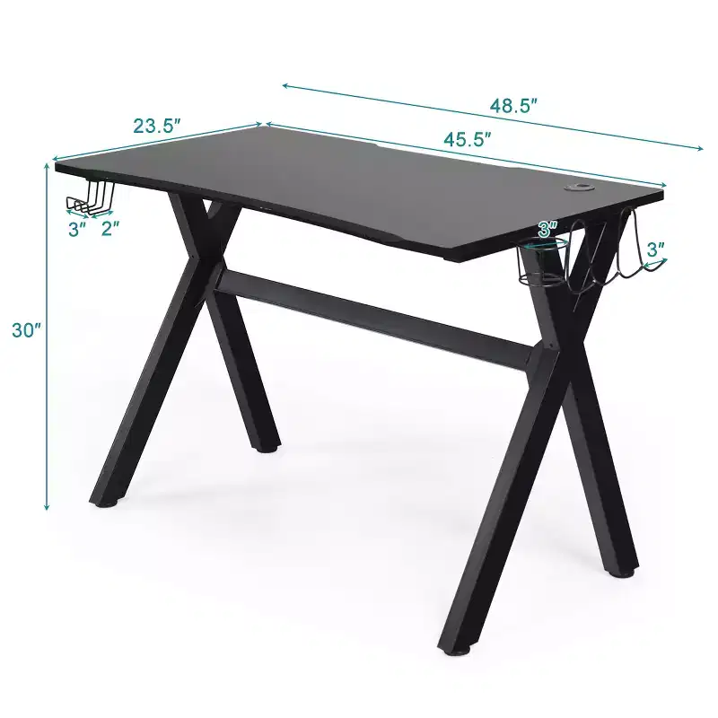 Gaming Desk with Cup Holder, Headphone Hook and Controller Stands – 48.5