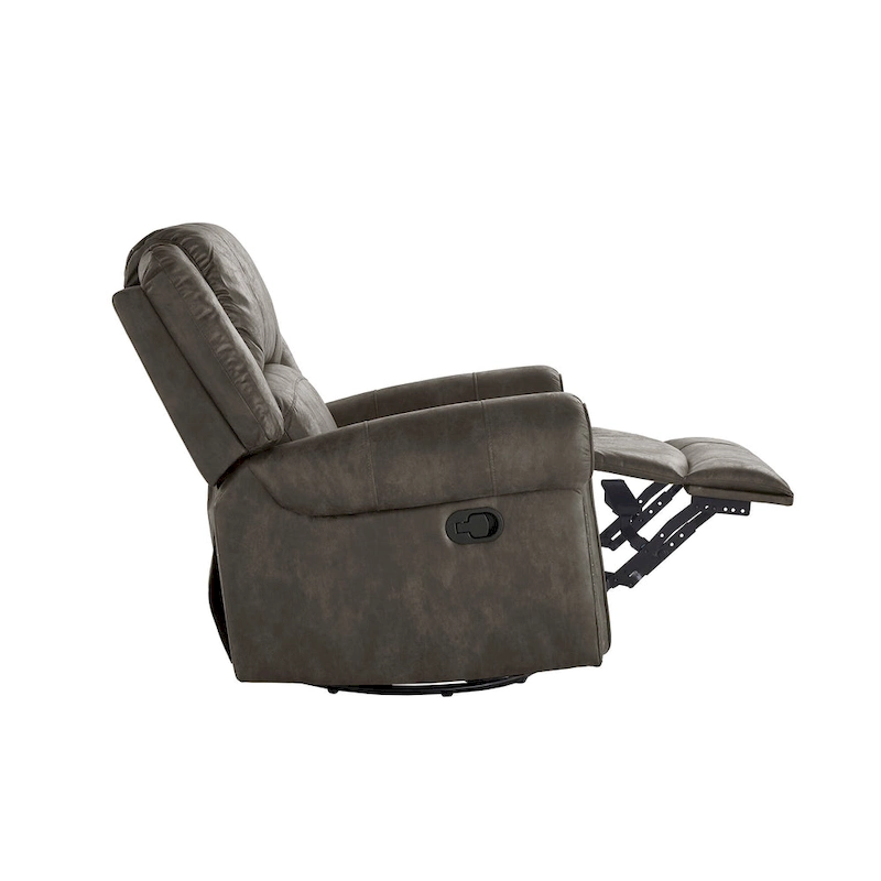 Monroe Polished Microfiber Nailhead Swivel Glider Recliner by iNSPIRE Q Classic