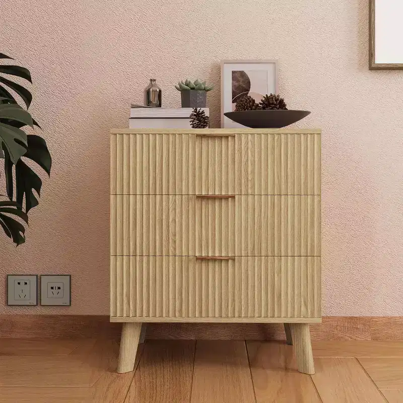 3 Drawer Dresser With Storage, Wooden 3 Chest of Drawers, Modern Minimalist Nightstand, Organizer Storage Cabinet for Living Room, Bedroom, Hallway