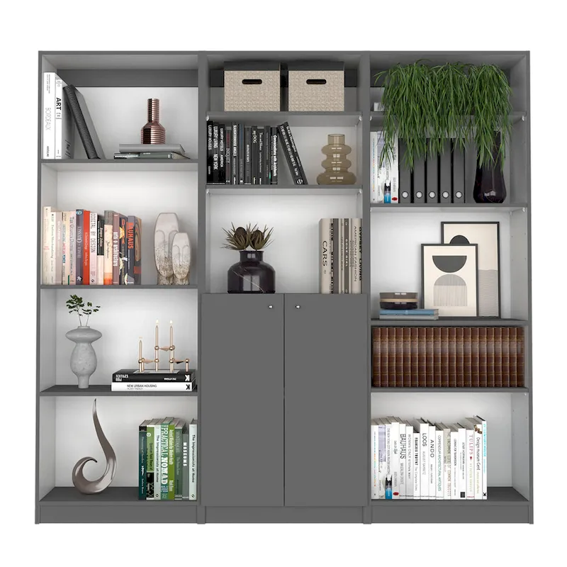 Kenyon 74 Wide 5-Shelf and Cabinet Bookcase Set of 3