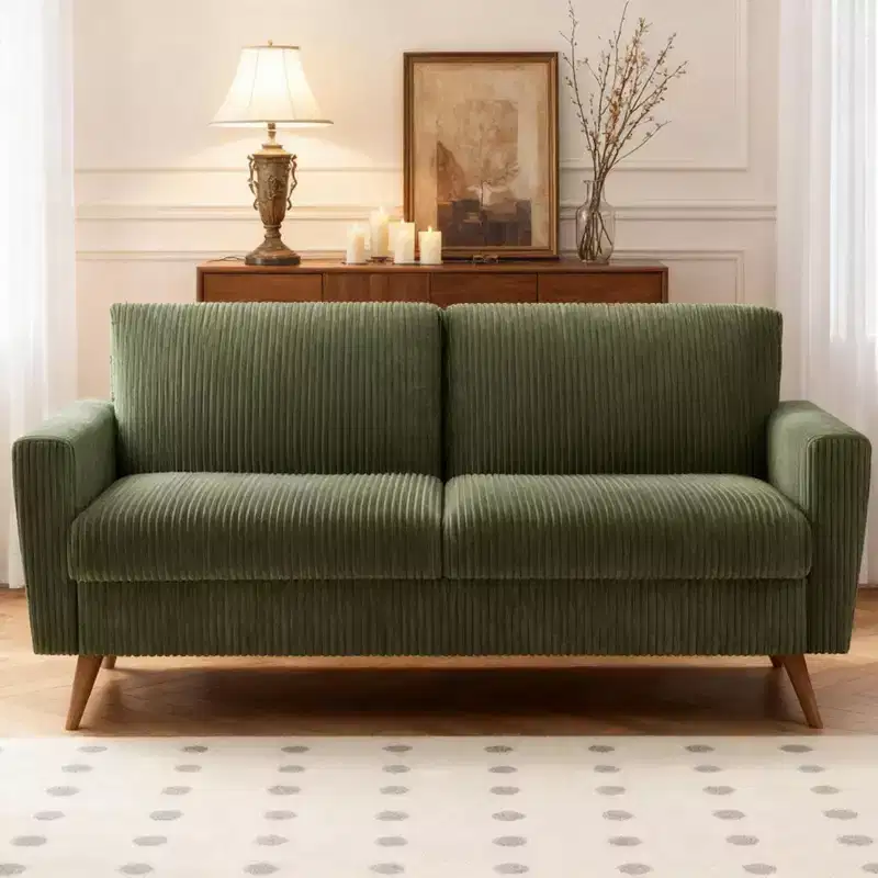 68 inch couple sofa corduroy sofa, modern couple sofa in living room, bedroom and office, comfortable sofa with spring pad