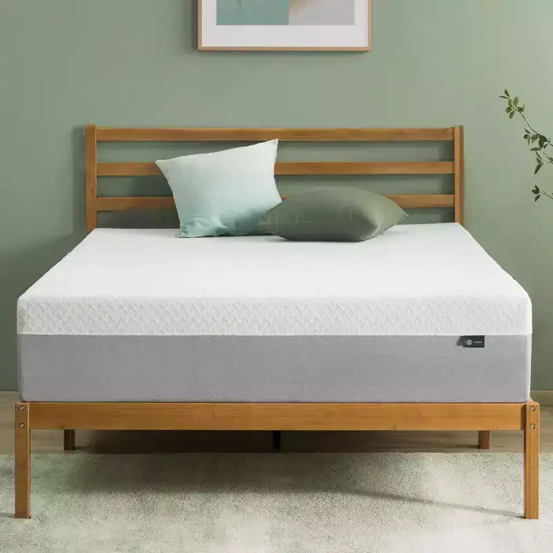 Queen Size Platform Bed Frame with Headboard, Upholstered Bed with Wood Slat Support