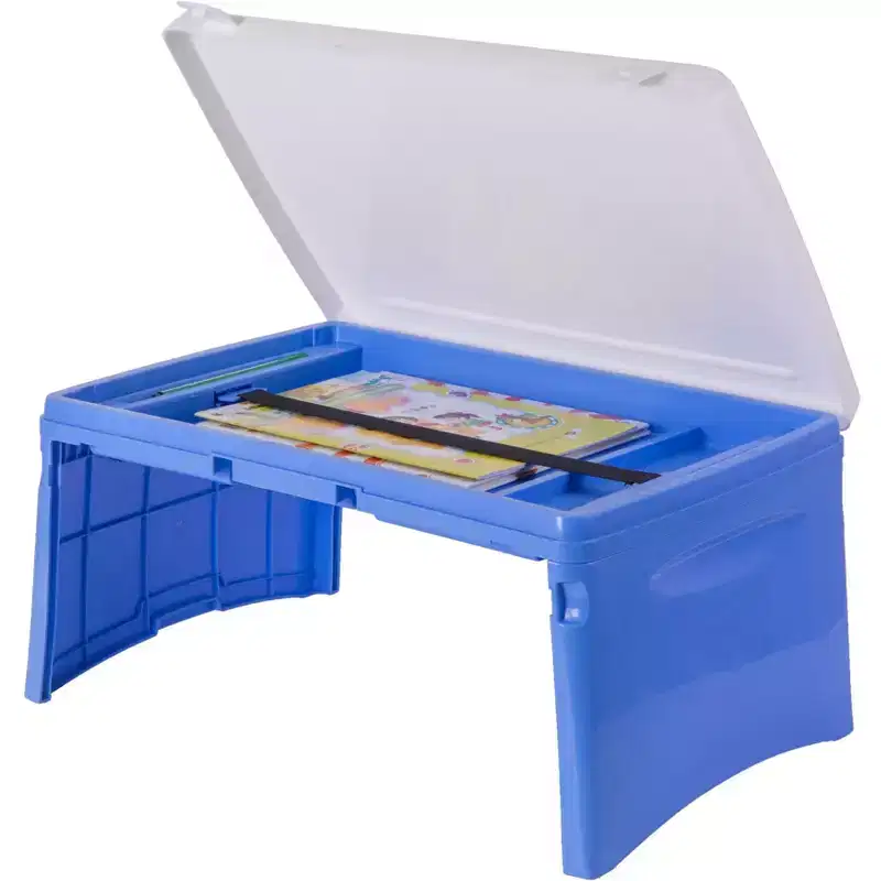 Kids Portable Foldable Plastic Lap Tray in Blue & White