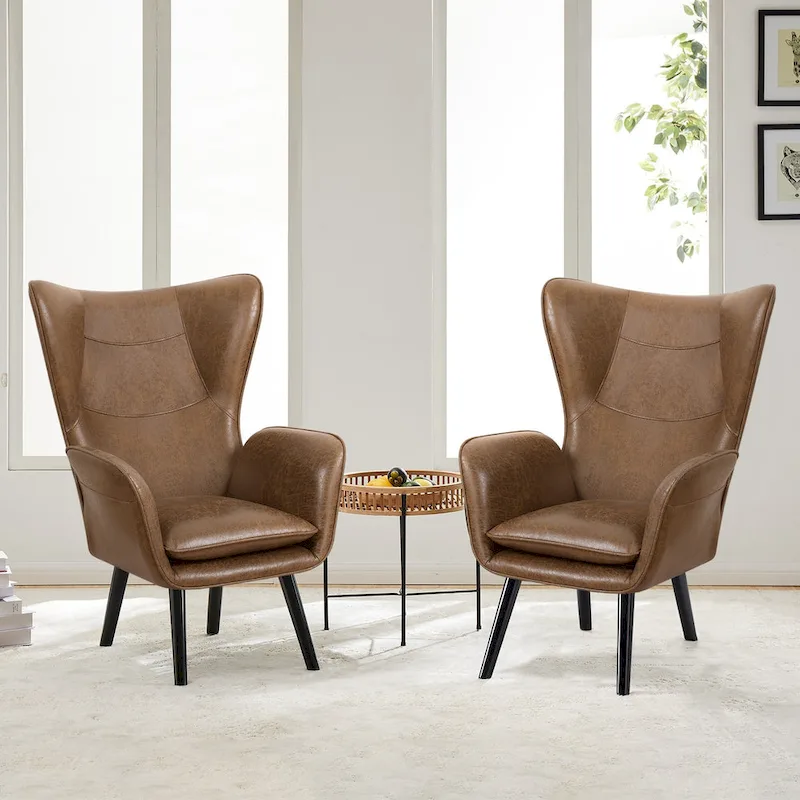 Upholstered Wingback Armchair Leisure Accent Chair, Single - 40.55 H x 28.34 W x 33.1 D