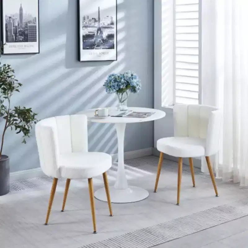 2-Pack Iron-Legged Dining Chairs with Cushioned Seats