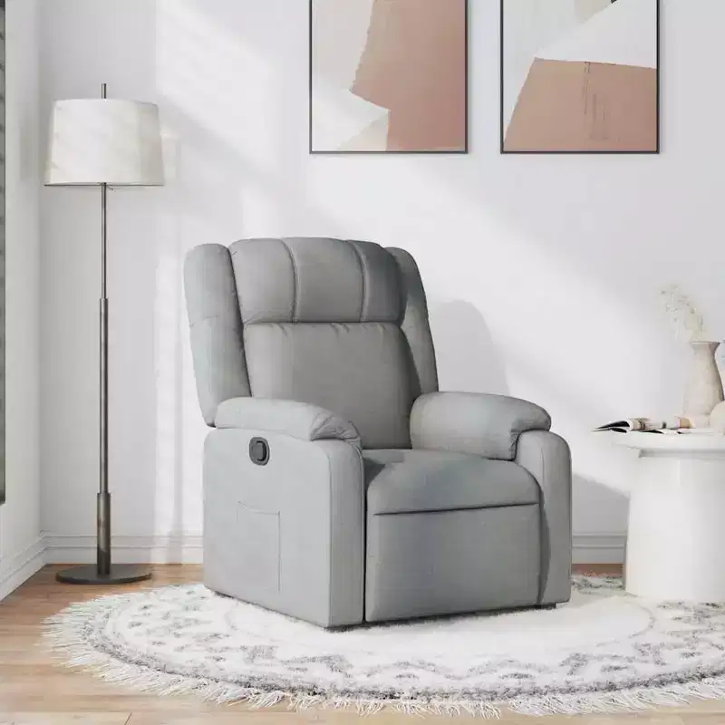 vidaXL Recliner Chair Light Gray Fabric