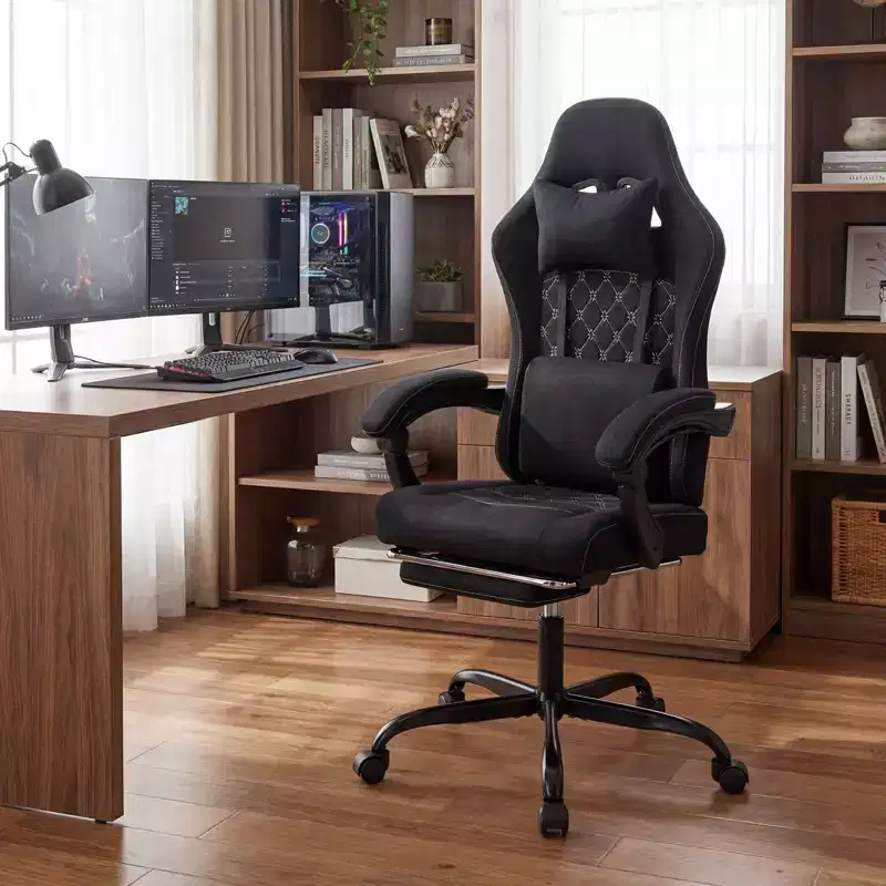 Costway Height Adjustable Computer Chair with Headrest, Lumbar Support, Linkage Armrests Black/Gray